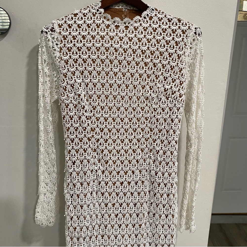 Daughters Of Simone Hollis Long Sleeve White Lace Crochet Gown Maxi Dress‎ XL - Picture 4 of 11